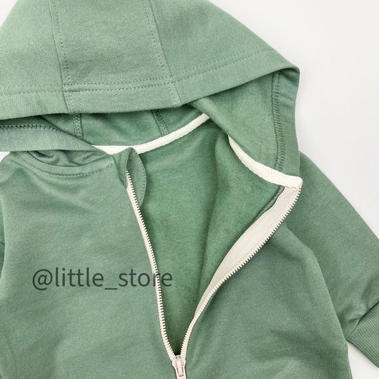 Комбинезон из футера с начесом "One love" Хаки