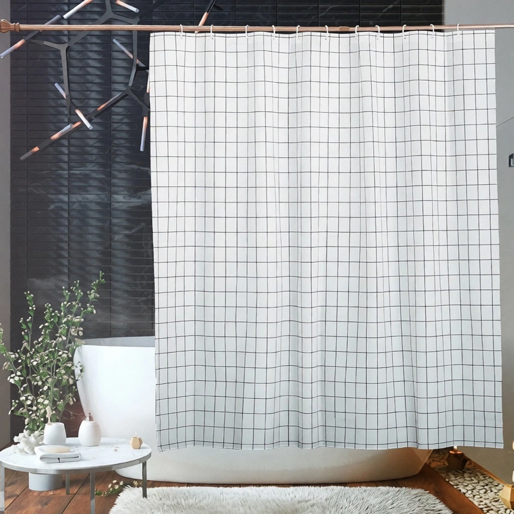 Штора для ванной полиэстер 180*180"Голди»(белые)