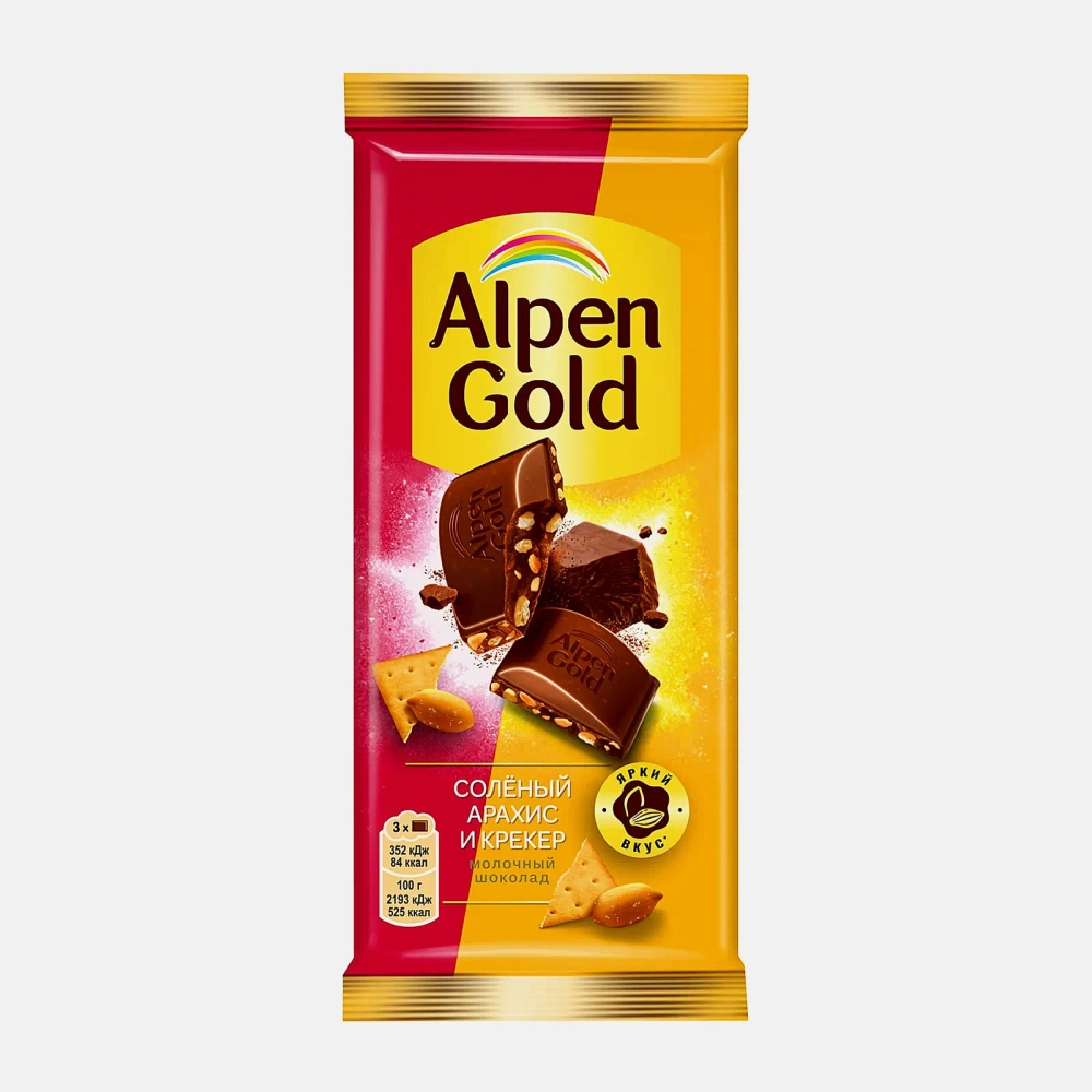 Шоколад Alpen Gold молочный Соленый арахис и крекер 80г