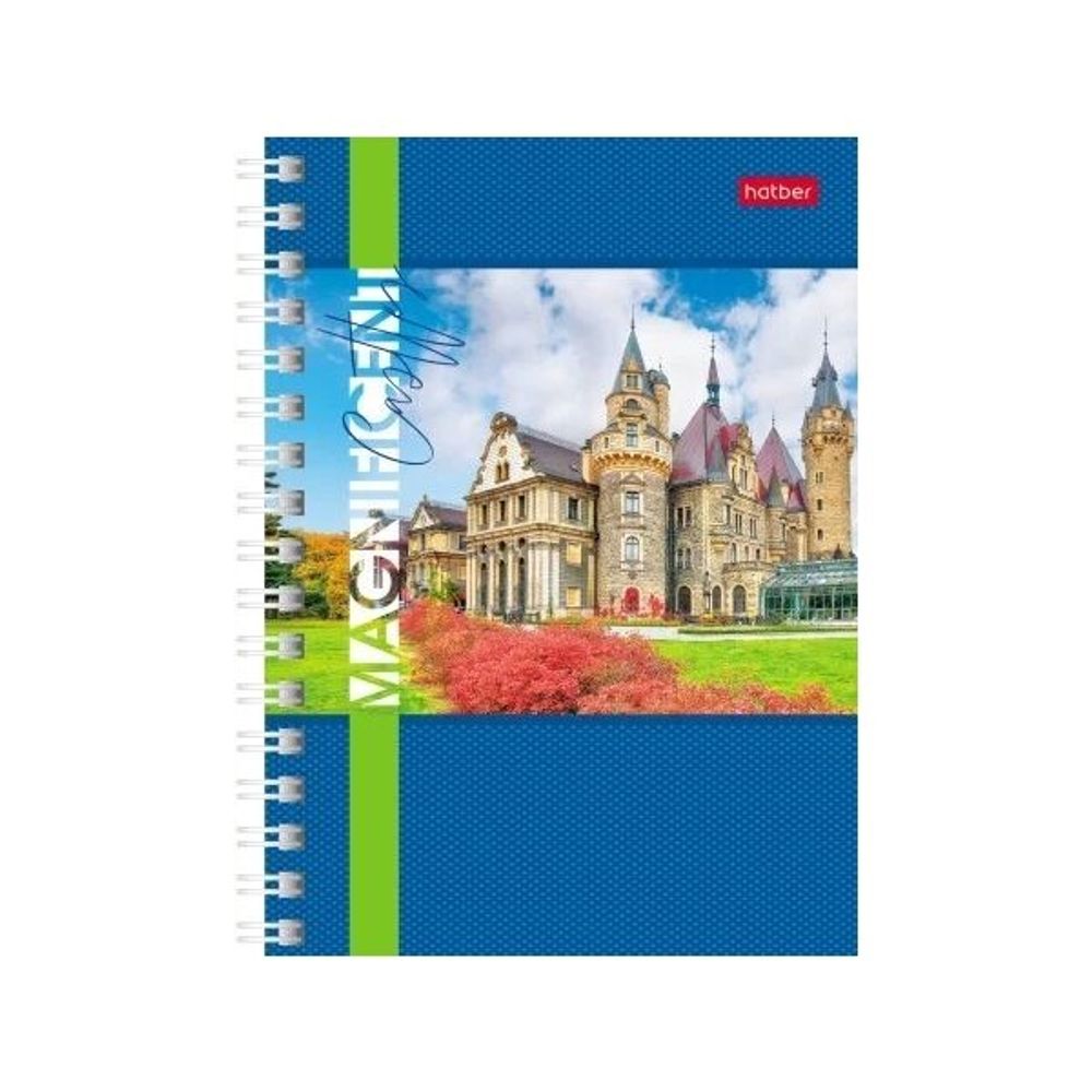 Блокнот А6, 140л, на гребне, клетка, Хатбер Великолепные замки, в ассортименте