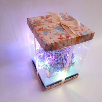 Светящийся букет гипсофил в подарочной коробке Для тебя