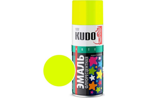 Эмаль флуоресцентная Kudo лимонно-желтая (520мл) аэрозоль