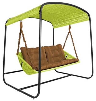 Качели в сад DeckWOOD Sky Bed Lite (светло-зеленый, подушка коричневая)