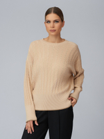 Женский джемпер бежевый с узором косичка