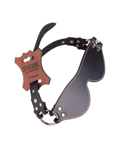 Маска из натуральной кожи с контрастной строчкой по краю (Цвет: черный)