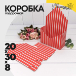 Коробка сборная 20х30х8 см "Полоски" Конверт (Красный)