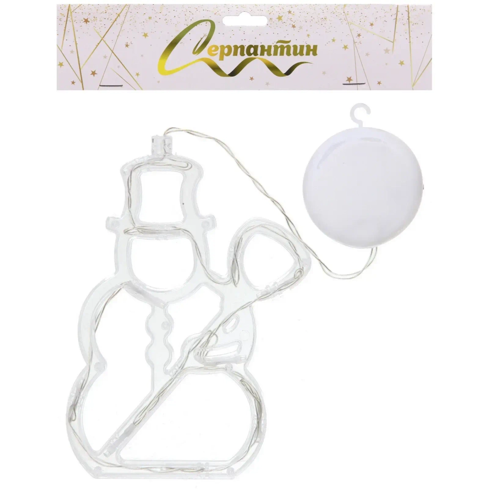 Фигура светодиодная «Снеговик» 13х18 см (батарейки 3 ААА), 1 реж, Белый