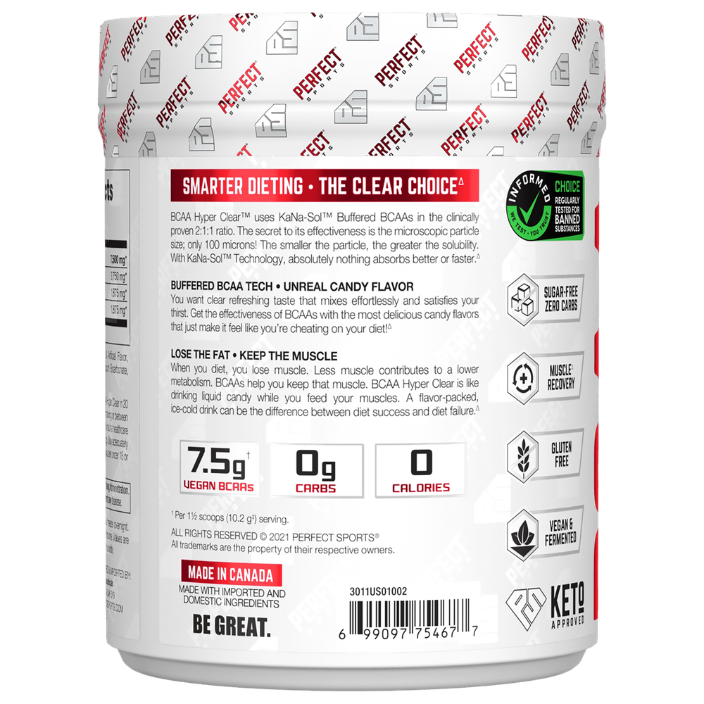 PERFECT Sports, BCAA Hyper Clear, насыщенная голубая малина, 306 г (10,8 унции)