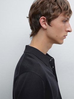 Massimo Dutti Поло с коротким рукавом, черный