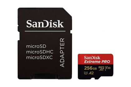Карта памяти SanDisk microSDXC Extreme Pro Class 10 UHS-I U3 A2 (200/90MB/s) 256GB + ADP