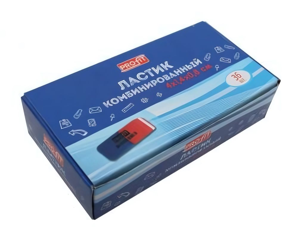 Ластик синтетич. каучук, комбинированный мини красно-синий ,40х14х80 мм (ЛС-3349) (Проф-Пресс)