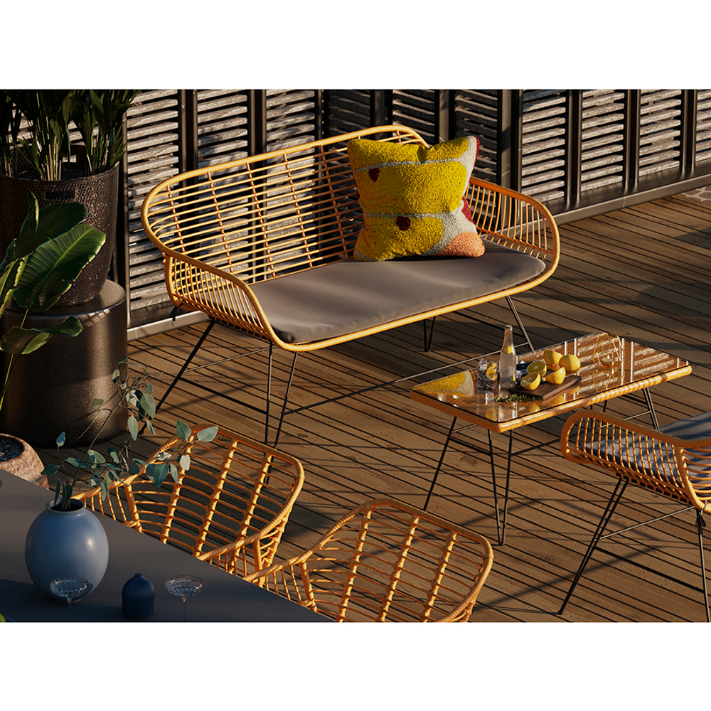 Кушетка Bergenson Bjorn Vetle Bent, 125х68х81 см, ротанг