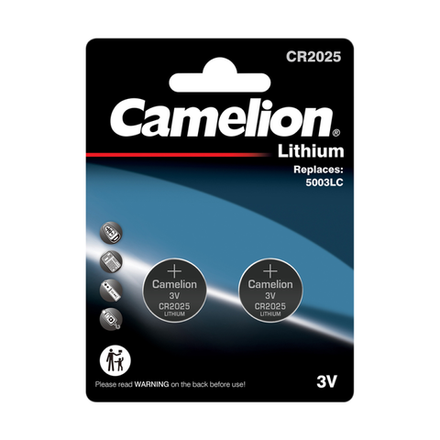 Элемент питания литиевый CR2025 BL-2 CR2025-BP2 батарейка литиевая 3В (уп.2шт) Camelion 15245