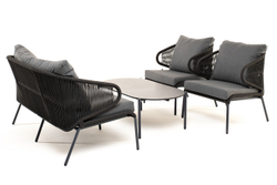 "Милан" лаунж-зона 4-местная плетеная из роупа (веревки), каркас алюминиевый темно-серый, роуп темно-серый