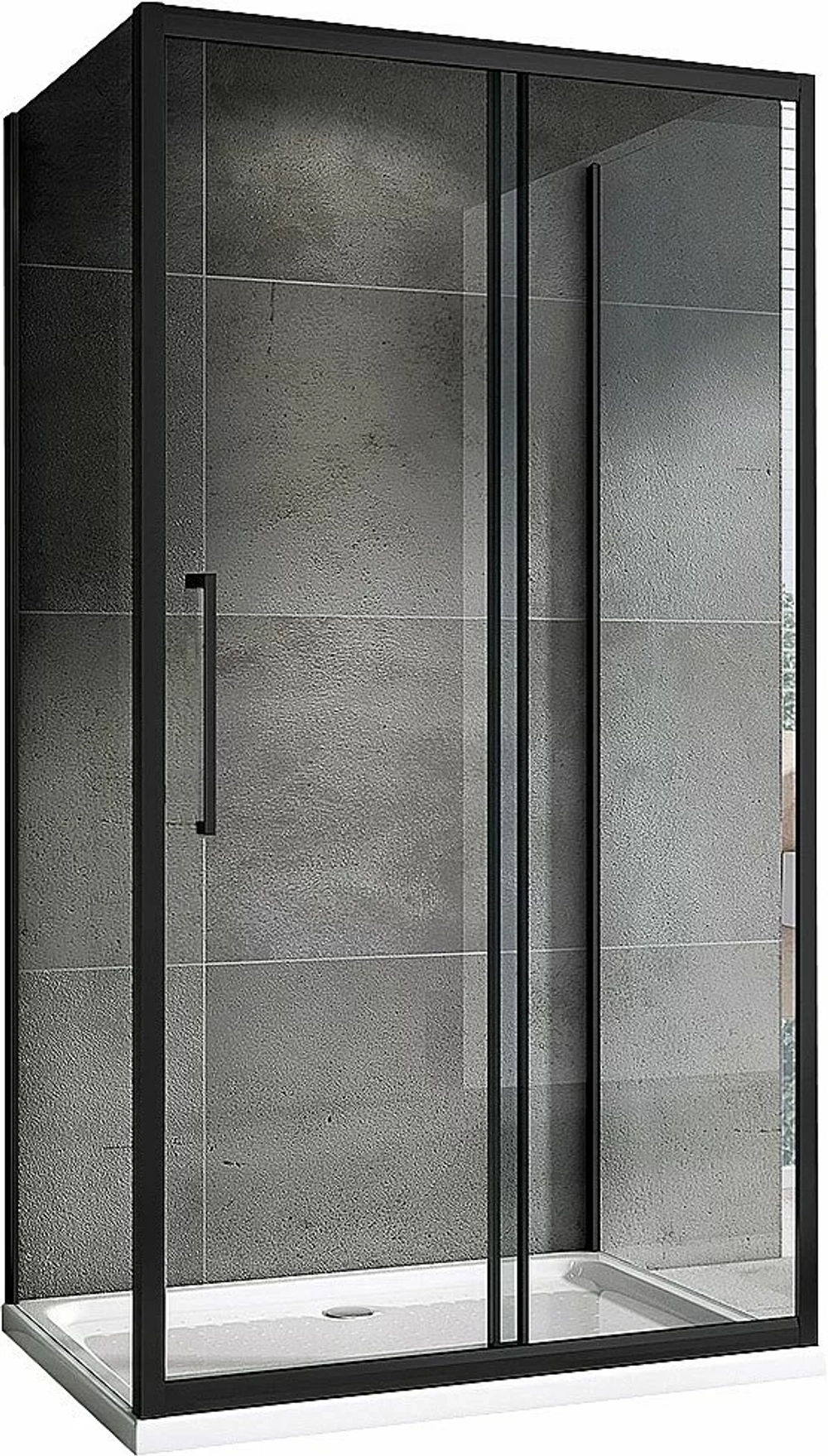 Душевой уголок ABBER Schwarzer Diamant AG30110BH-S85B-S85B 110х85 стекло прозрачное/профиль черный