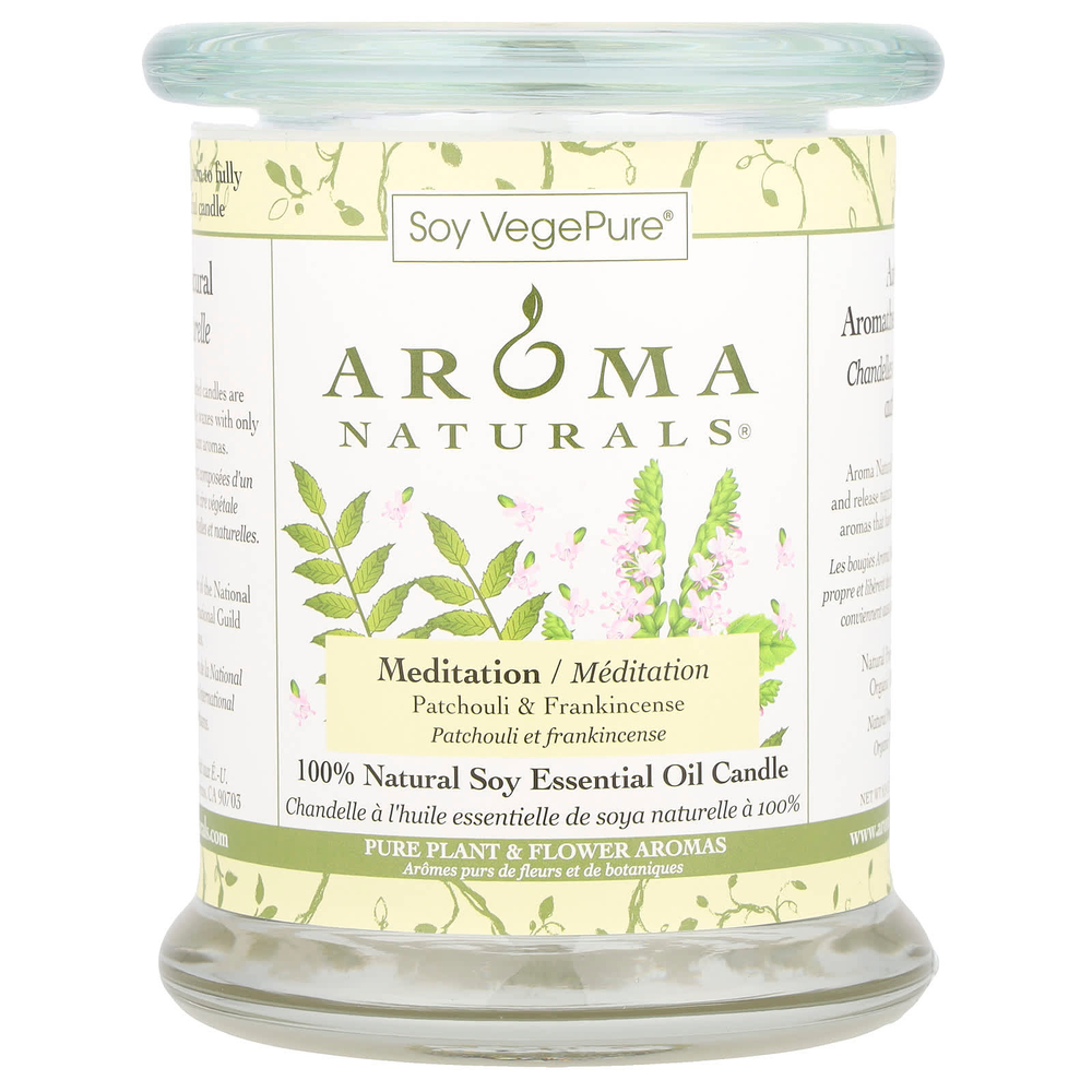 Aroma Naturals, Soy VegePure®, соевая свеча среднего размера, пачули и ладан, 260 г (8,8 унции)