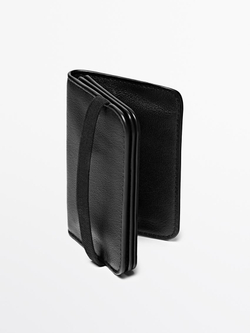 Massimo Dutti Кардхолдер из кожи наппа с клапаном, черный
