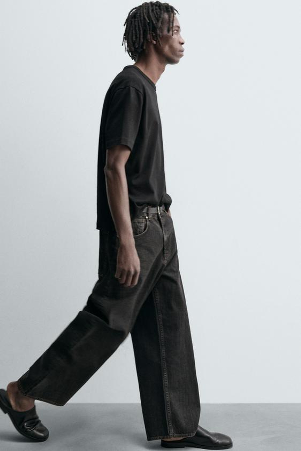 ZARA ДЖИНСЫ WIDE FIT, КОРИЧНЕВЫЙ