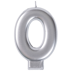 Свечи-цифры Серебряные, 8 см.