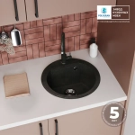 Мойка POLYGRAN ATOL-460 космос №316, cмеситель SKS5 черный