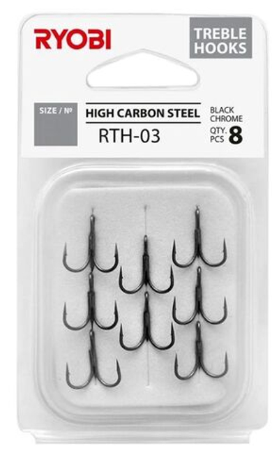 Крючок тройник рыболовный RYOBI RTH-03 №08 ( упк. по 8шт.). Товар уцененный