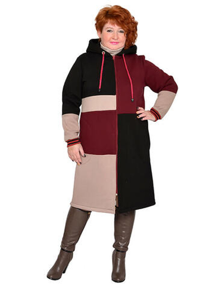 Зимняя удлинённая толстовка Брусника