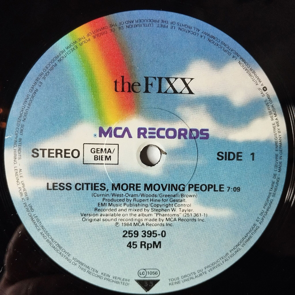 Винтажная виниловая пластинка LP The Fixx Less Cities More Moving People (Germany 1984) 45 RPM Maxi Single
