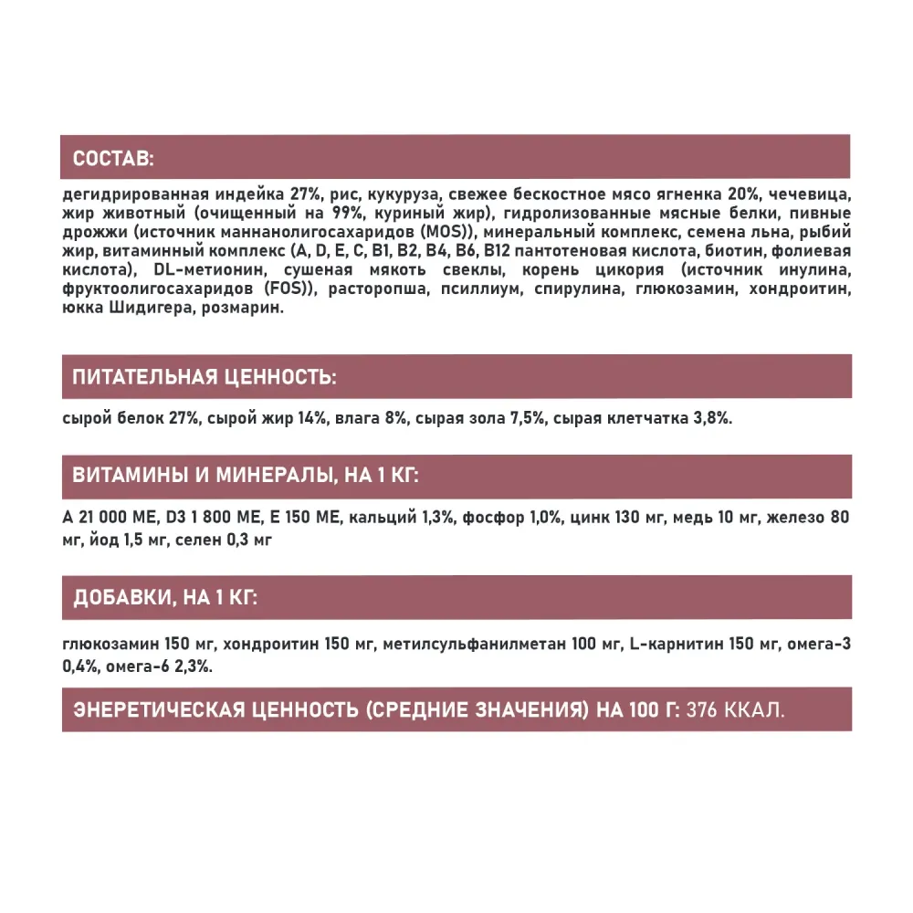 Сухой корм AWARD Special Care Sensitive Digestion для взрослых собак всех пород с чувствительным пищеварением со свежим мясом ягненка