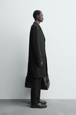 ZARA ЛЕГКОЕ ШЕРСТЯНОЕ ПАЛЬТО, ЧЕРНЫЙ