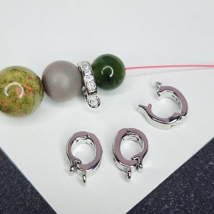 Бейл зажимной, фианит, родий, для подвесок, р-р 11мм, люкс фурнитура, штучно