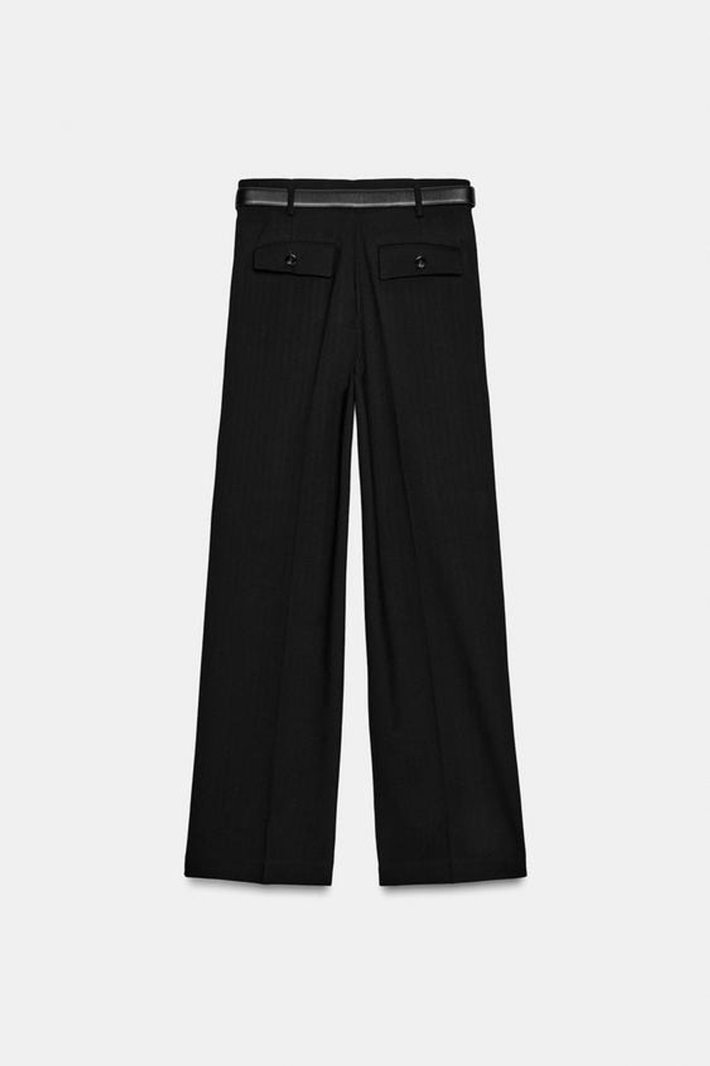 ZARA БРЮКИ С ВЫСОКОЙ ПОСАДКОЙ И РЕМНЕМ, ЧЕРНЫЙ