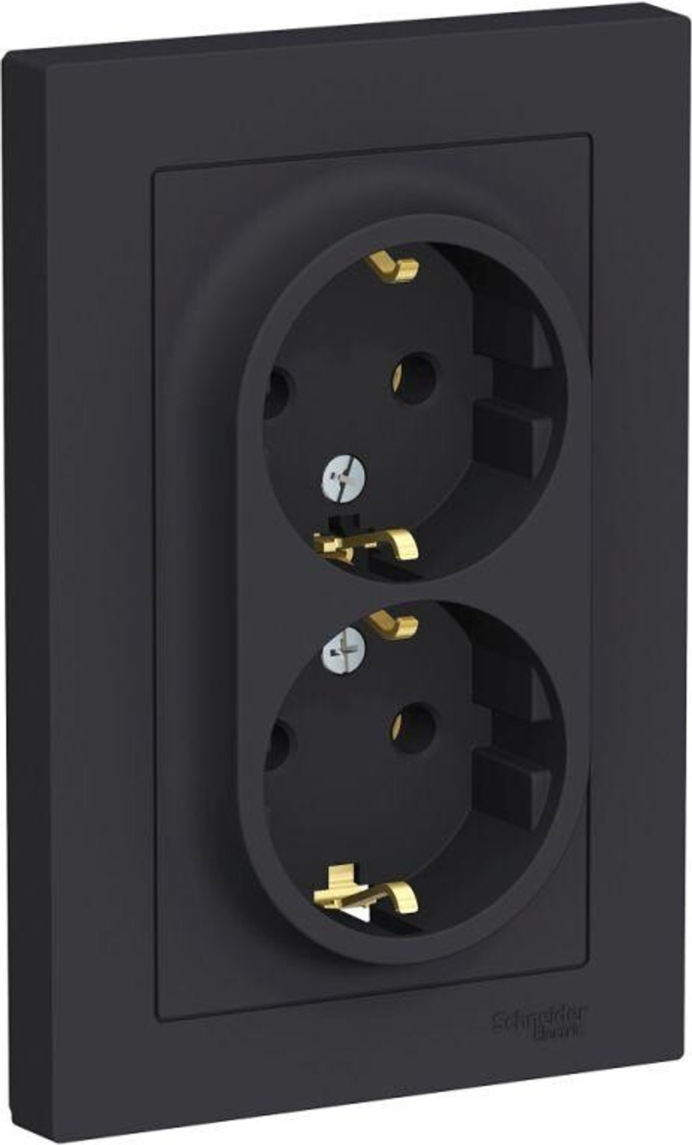Розетка 2-м СП AtlasDesign 16А IP20 с заземл. в сборе карбон