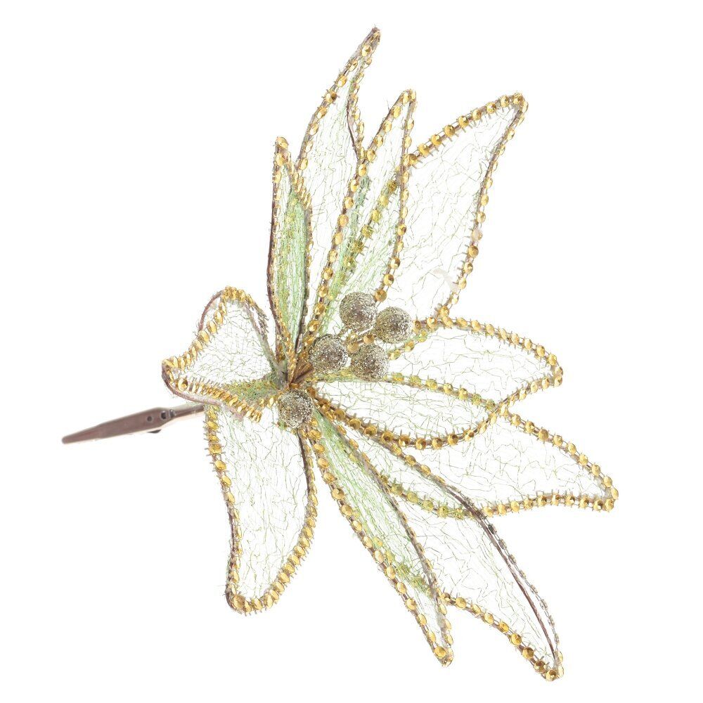 GAEM Цветок искусственный "Пуансеттия" (на клипсе), L23 W23 H12 см