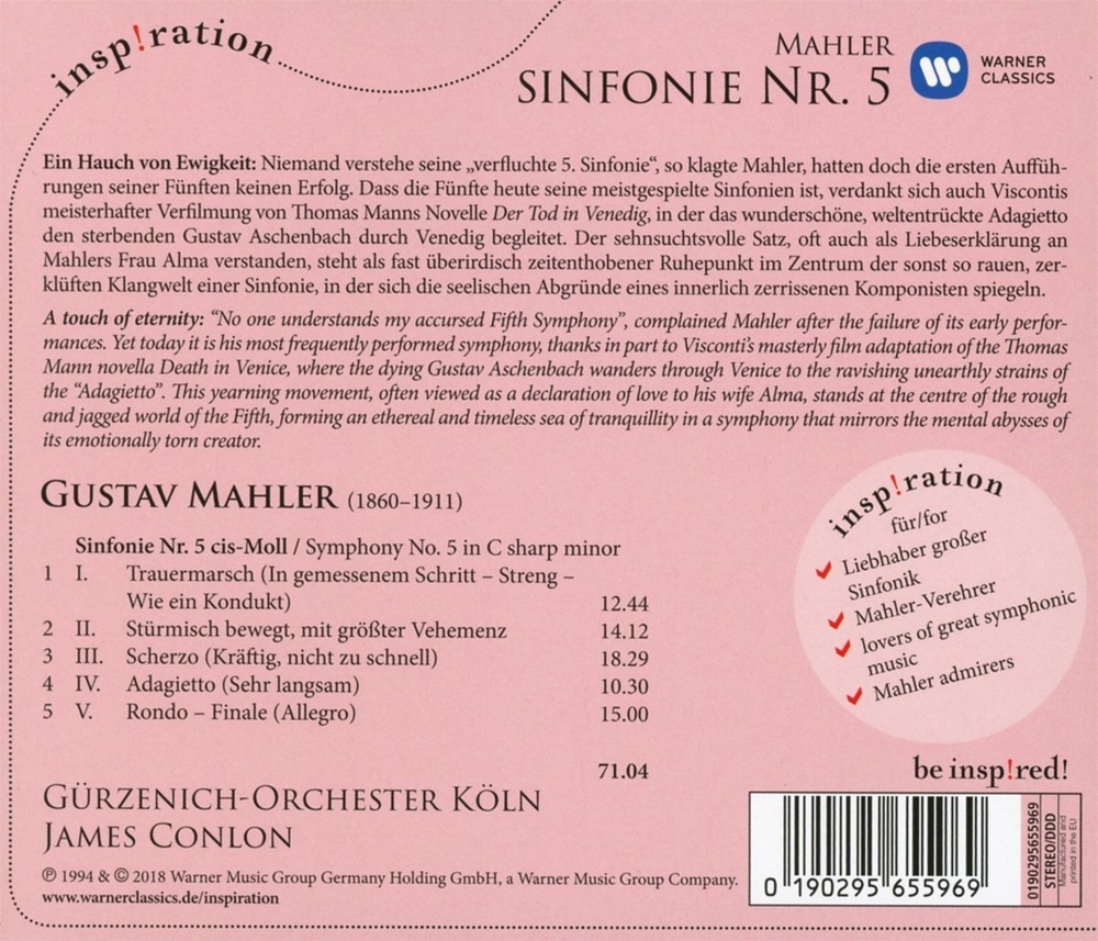 James Conlon / Mahler: Adagietto - Sinfonie Nr. 5 (CD)