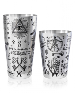 Шейкер Lumian Kenko Boston Alchemy Tin & Half Tin, 18-28 oz, серебро с гравировкой