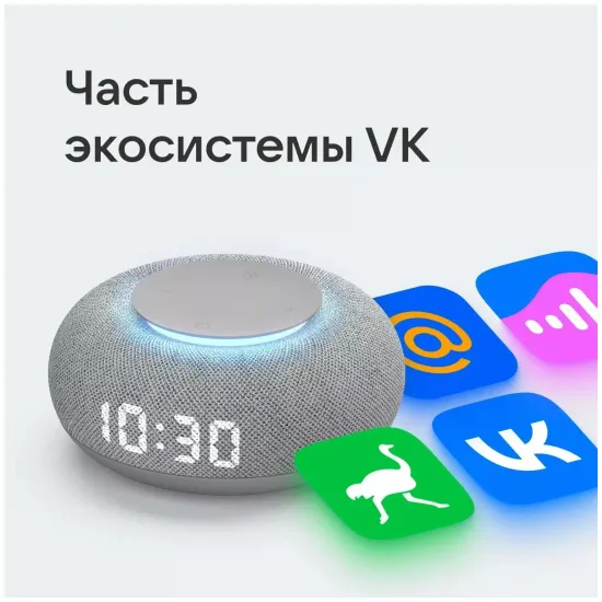 Умная колонка VK Капсула мини (с часами), розовый