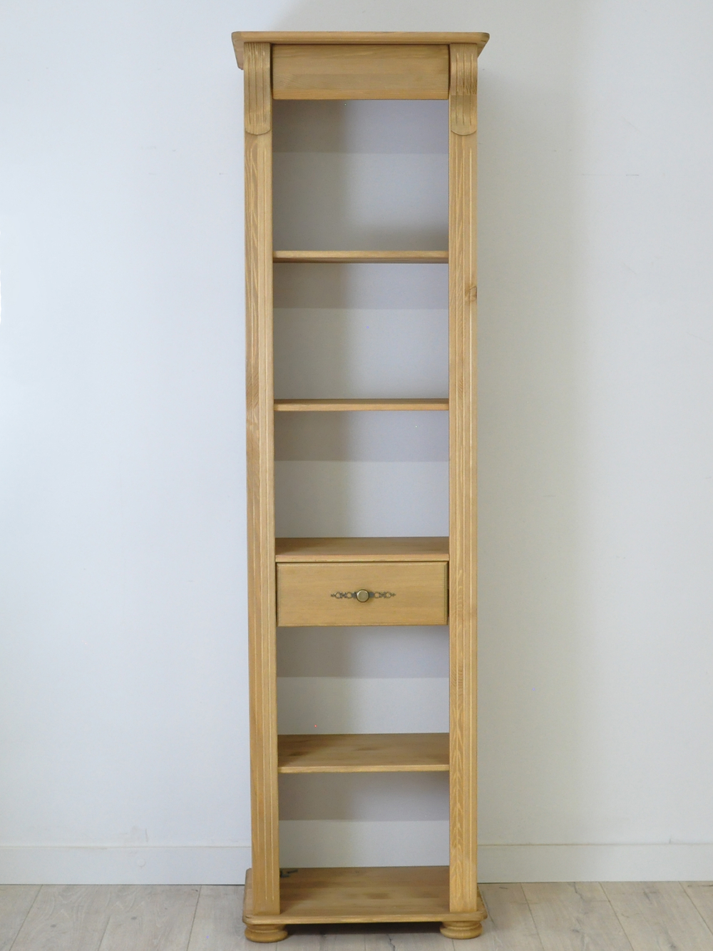 Шкаф витрина, 54х42х195, Susanna, сервант для посуды, стеллаж для книг, деревянная, бейц, MAKOSA