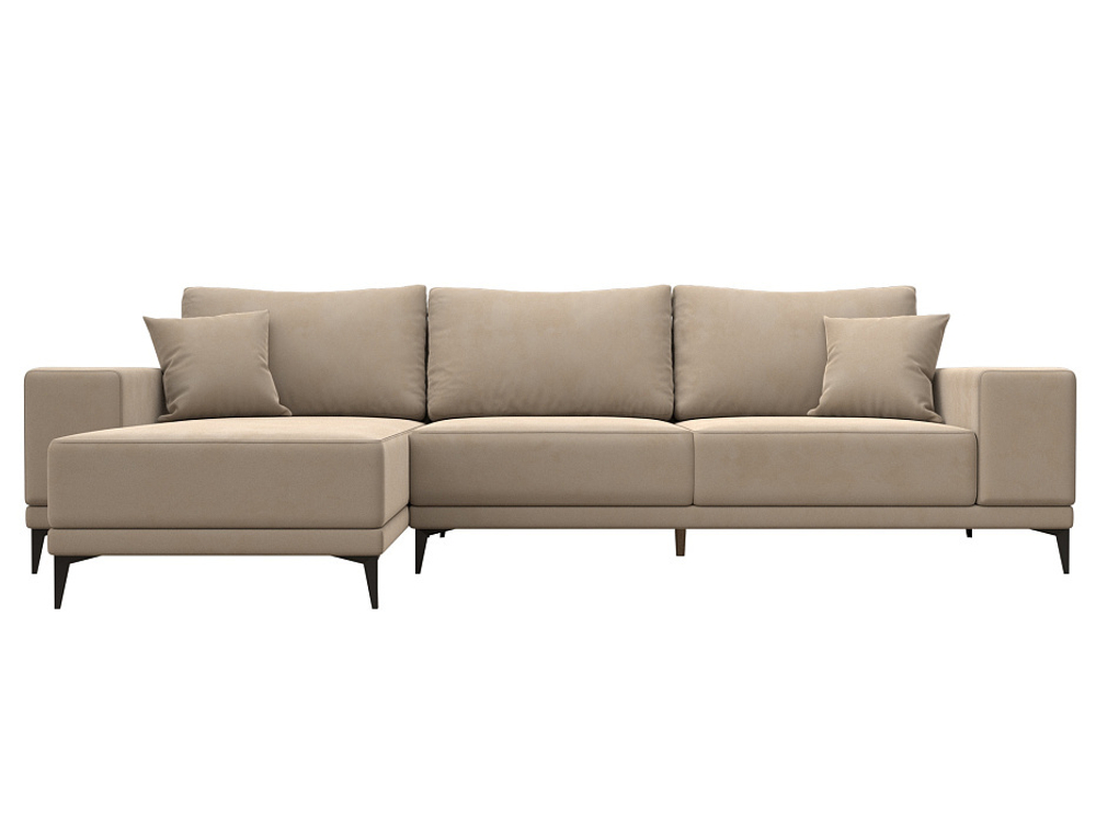 Диван угловой Льюес левый, Бежевый, Велюр, 122396L