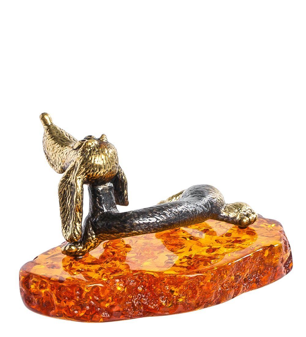 AM- 214 Фигурка «Такса « (латунь, янтарь)