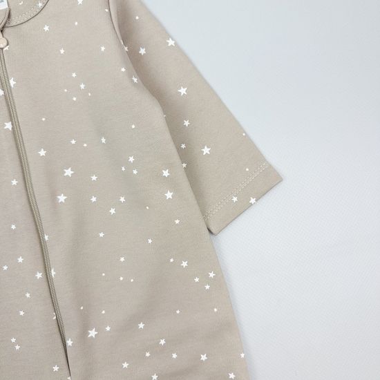 Комбинезон из футера с начесом, Свет звезд на бежевом