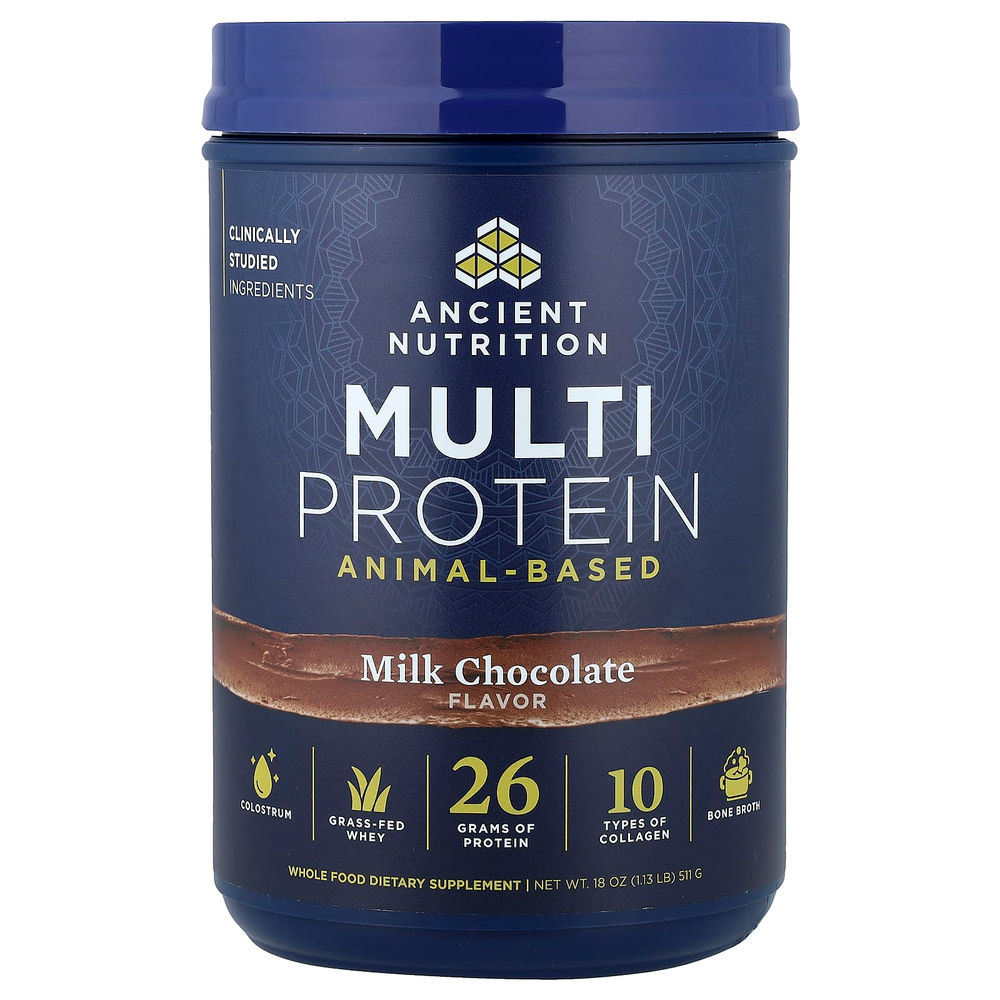 Ancient Nutrition, мультипротеин, животного происхождения, молочный шоколад, 511 г (1,13 фунта)