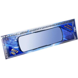 Зеркало салона на скобе пласт 240мм*70мм Вега сферическое, антиблик 17043, (бл)