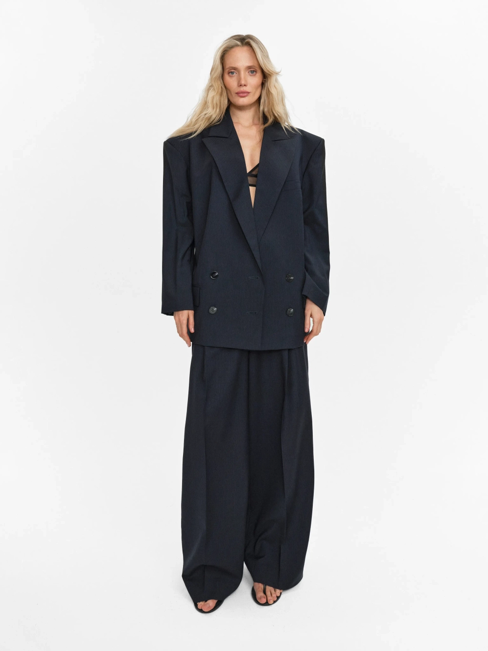 “Striped wool jacket” Двубортный жакет из шерсти. (2)