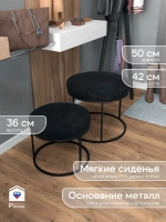 Комплект круглых банкеток - ЧЧЕРН - черное на черном