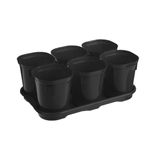 Набор горшков для выращивания рассады InGreen Smart Solution с поддоном 6х400 мл оникс