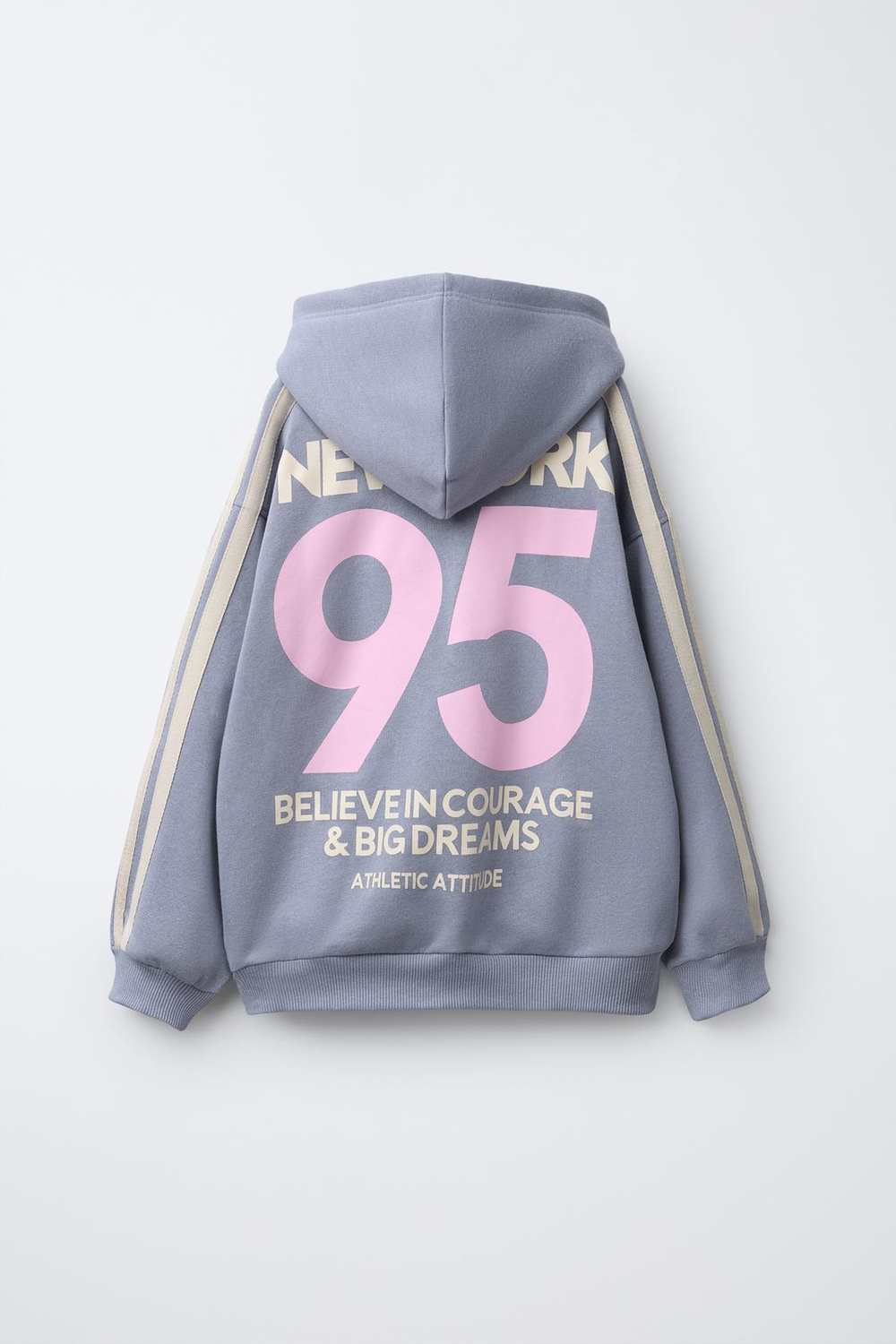 ZARA ХУДИ С КАПЮШОНОМ И ПОЛОСКАМИ, ВЫЦВЕТШИЙ СИНИЙ