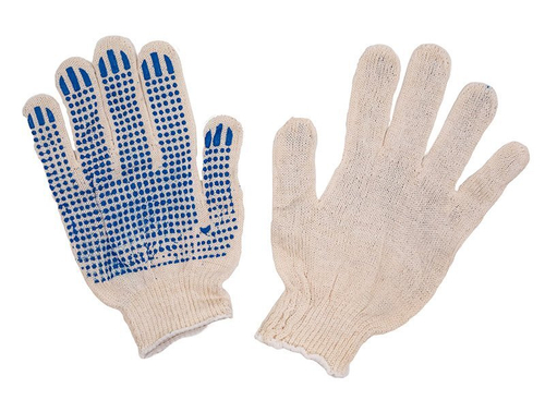 Перчатки хлопчатобумажные с ПВХ Эконом, 2 нити, 10 класс, 10 пар