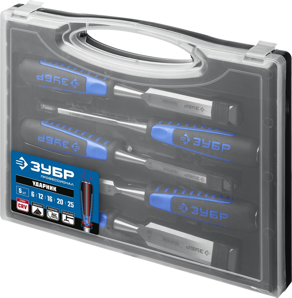ЗУБР Ударник, 5 предм, набор стамесок-долот, Профессионал (18097-H5)