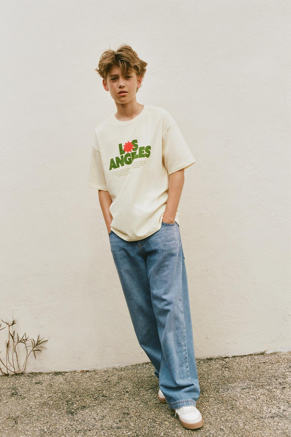 ZARA ФУТБОЛКА С НАДПИСЬЮ, СВЕТЛО-ЖЕЛТЫЙ