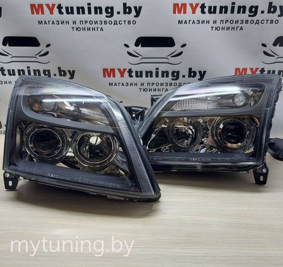 Передние фары Opel Vectra C angel eyes black
